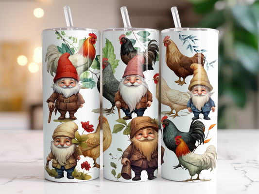 Chicken Gnomes Sublimation Transfer or Finished Tumbler