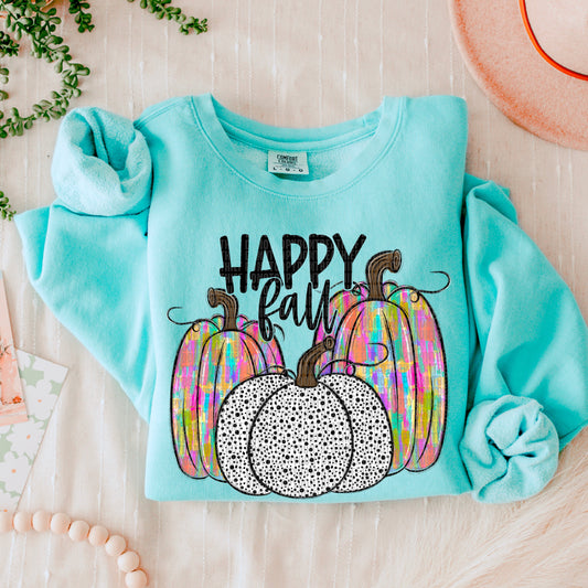 Happy Fall Colorful Pumpkins DTF Transfer