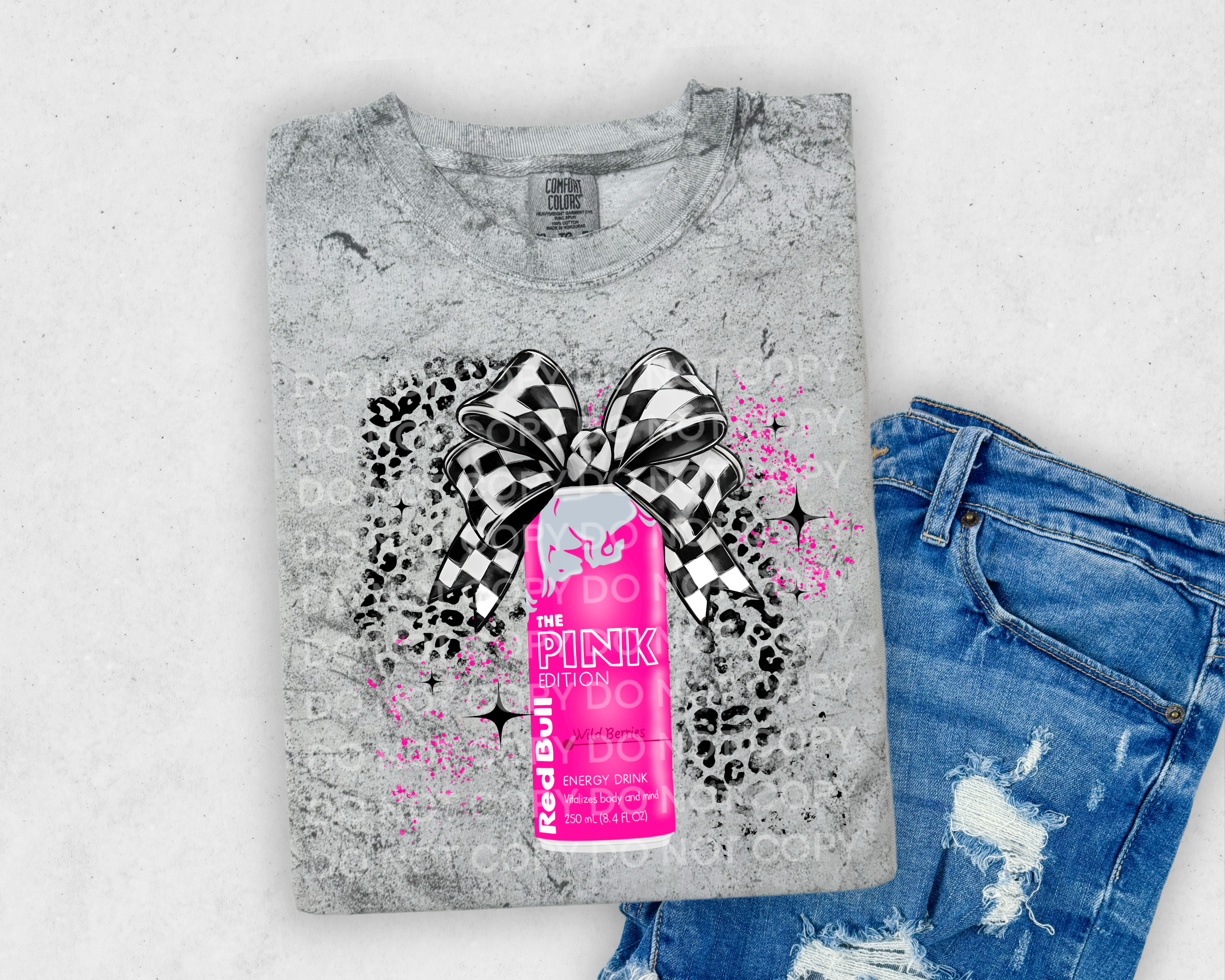 Pink Red bull Bow DTF Transfer