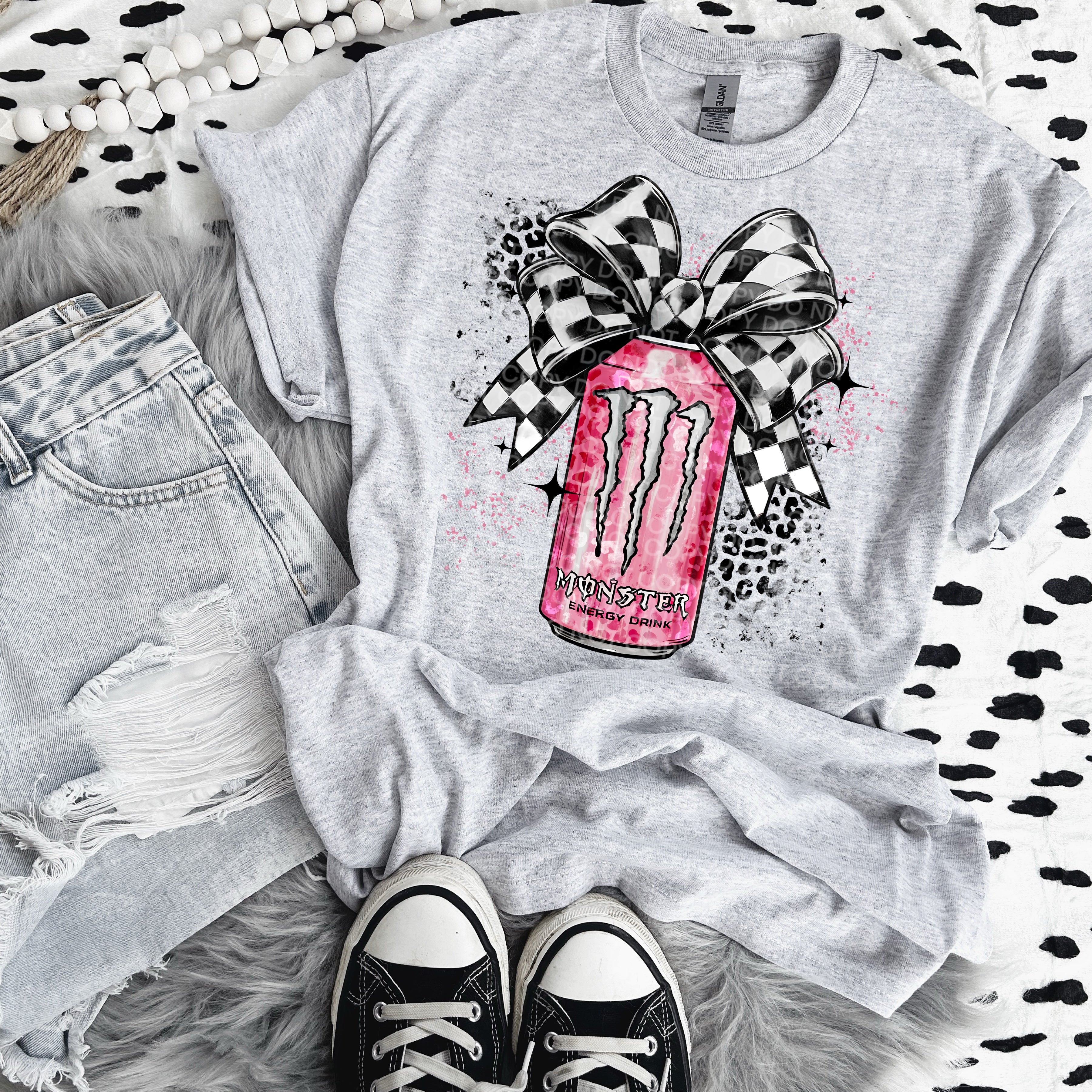 Pink Monster Bow DTF Transfer