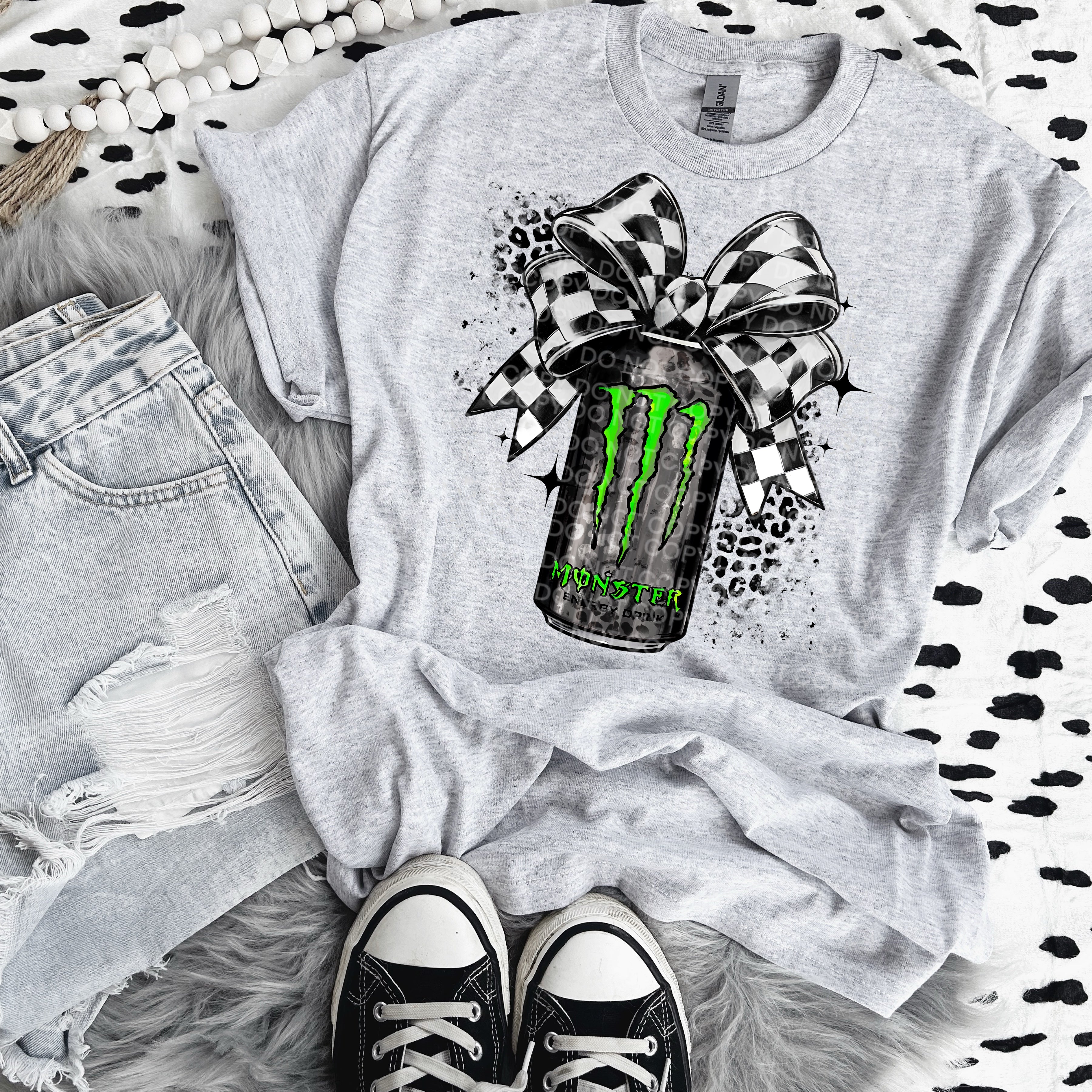 Green/Black Monster Bow DTF Transfer