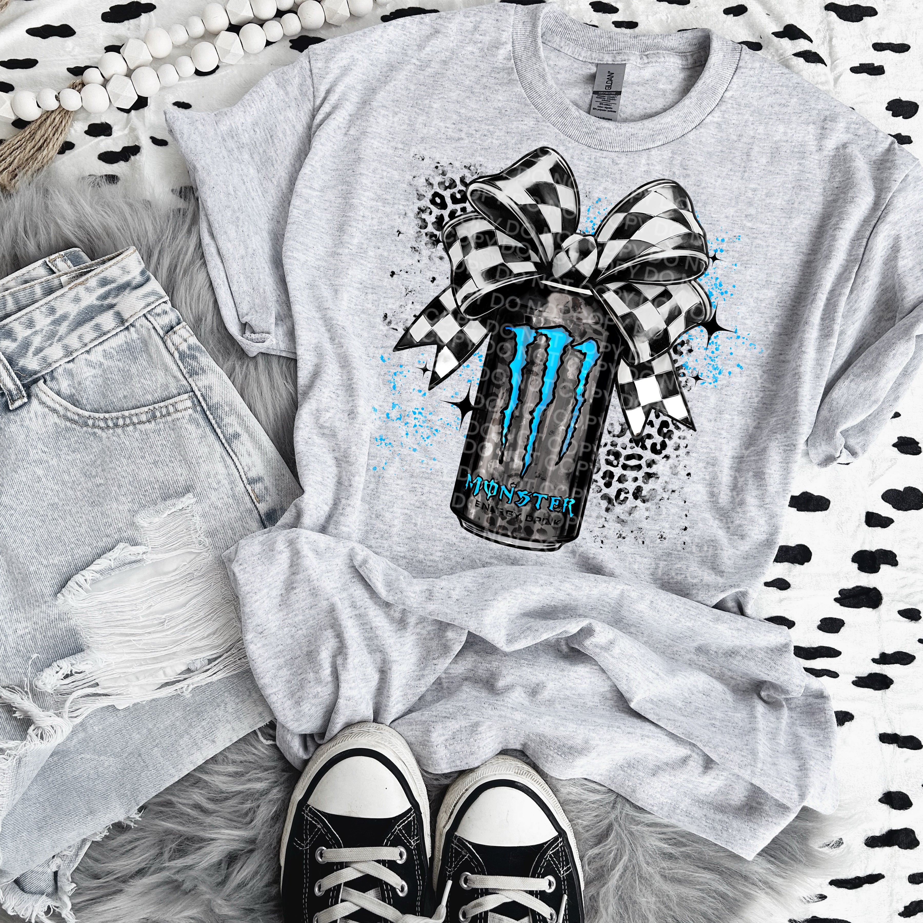 Blue/Black Monster Bow DTF Transfer