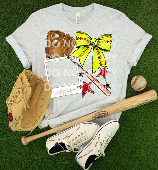 Softball Frames Add ONE Pic DTF Transfer