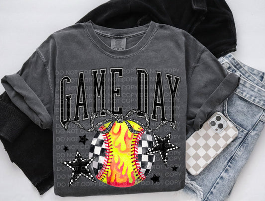 Game Day Softball Flames DTF Transfer