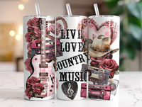 Live Love Country Music Tumbler Transfer or Finished Cup