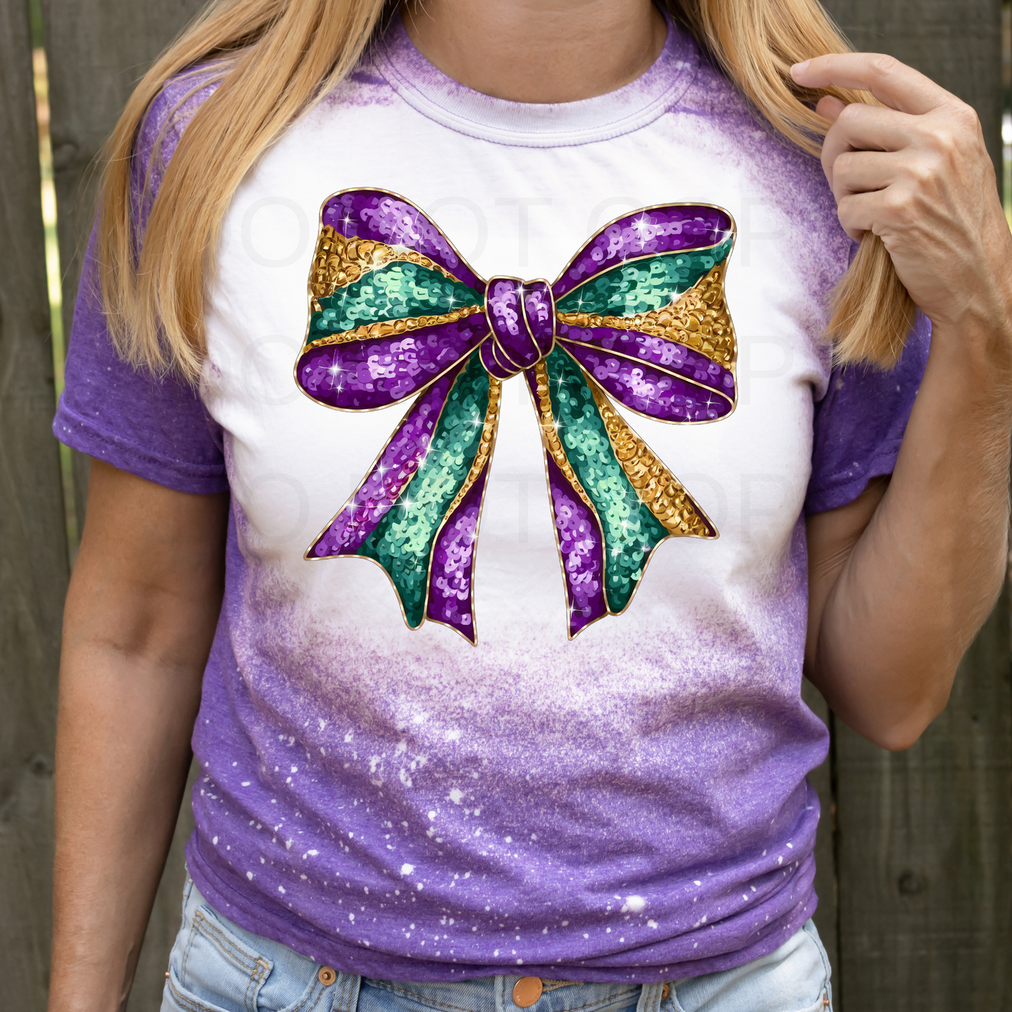 Mardi Gras Glitter Bow DTF Transfer