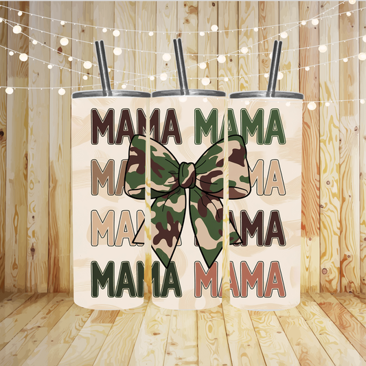 Mama Camo Bow Sublimation Transfer or Finished Tumbler