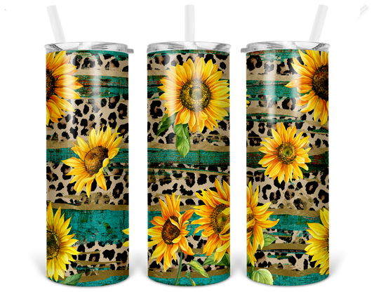 Rustic Wood Sunflowers Sublimation Tumbler Transfer