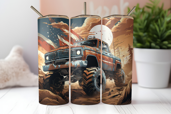 Patriotic Truck Transfer or Finished Cup