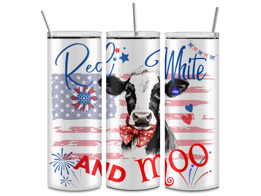 Red White Moo TRANSFER or FINISHED Tumblers