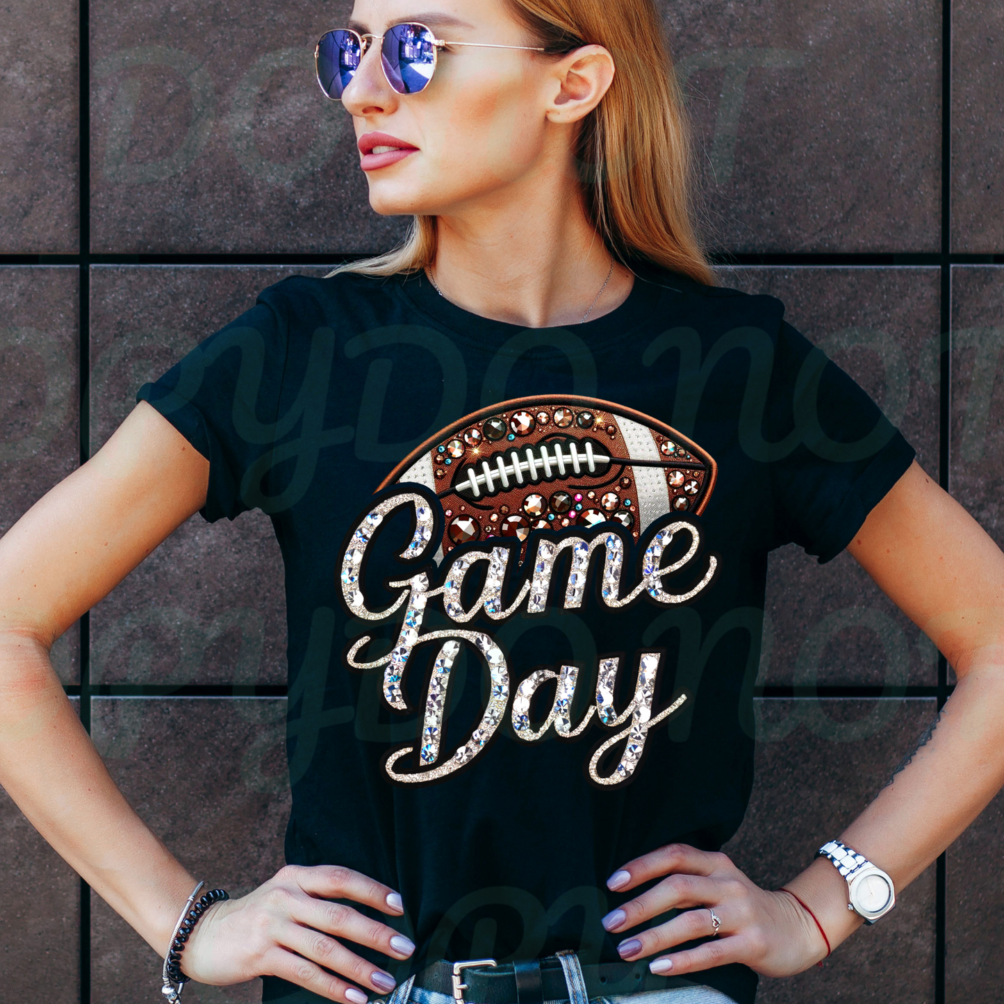 Rhinestone Game Day Football DTF Transfer