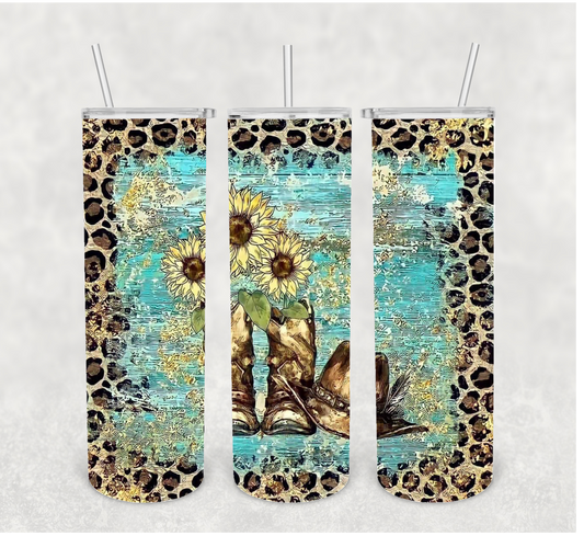 Sunflower Boots Sublimation Tumbler Transfer