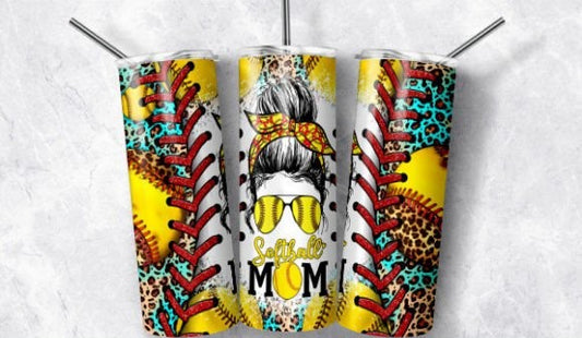 Softball Mom Sublimation Transfer or Finished Tumbler