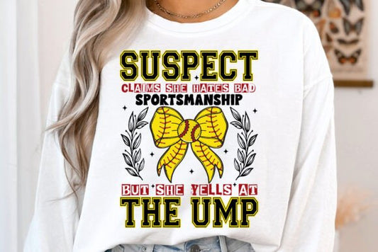 Suspect Softball DTF Transfer