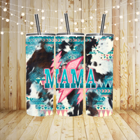 Teal Cow Mama Tumbler Transfer or Finished Cup