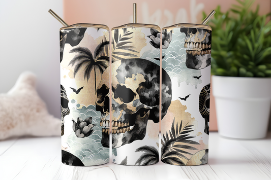 Tropical Skulls TRANSFER or FINISHED Tumblers
