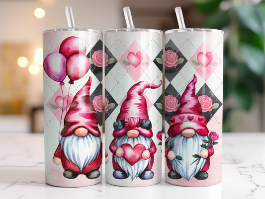 Valentine Gnomes Sublimation Transfer or Finished Tumbler