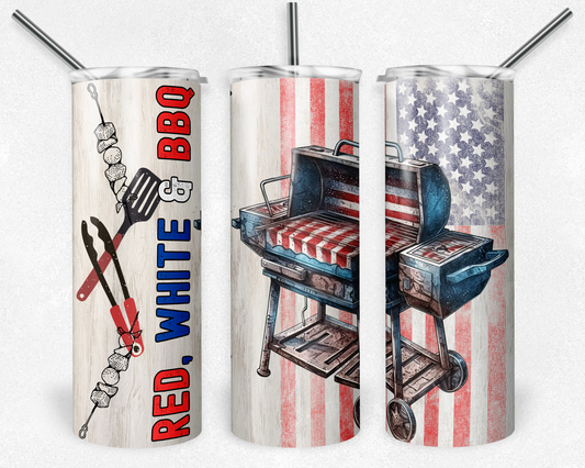 Red White and BBQ TRANSFER or FINISHED Tumblers