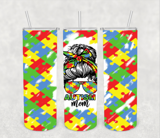 Autism Mom Sublimation TRANSFER OR FINISHED TUMBLER