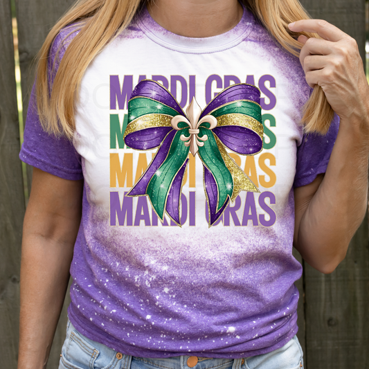 Mardi Gras Repeat with Bow DTF Transfer