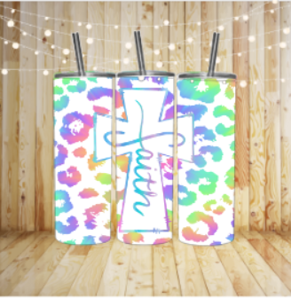 Faith light Neon Sublimation Transfer or Finished Tumbler