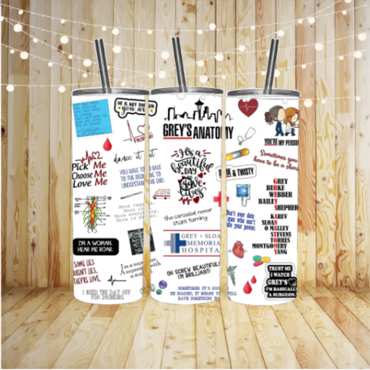 Greys Anatomy Sublimation Transfer or Finished Tumbler