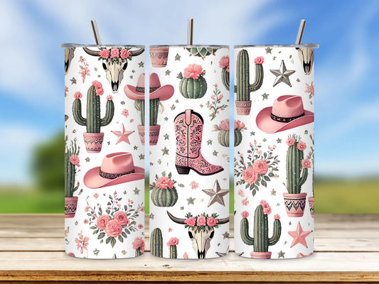 Cactus Pink Country Sublimation Transfer or Finished Tumbler