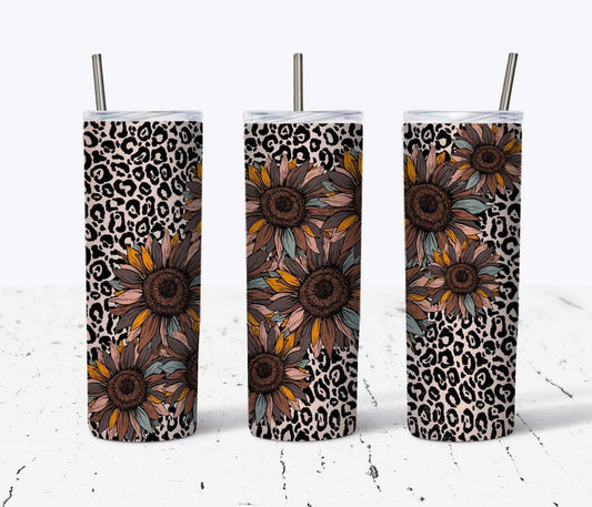 Retro Leopard Sunflower Tumbler Transfer