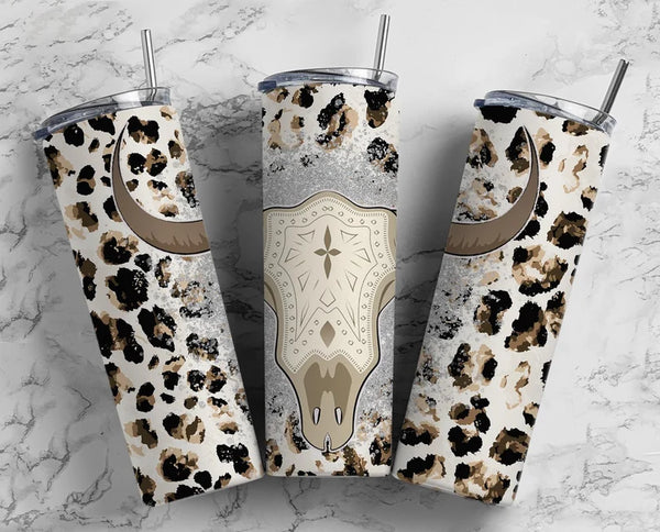 Cow Skull Leopard Sublimation TRANSFER or FINISHED Cup