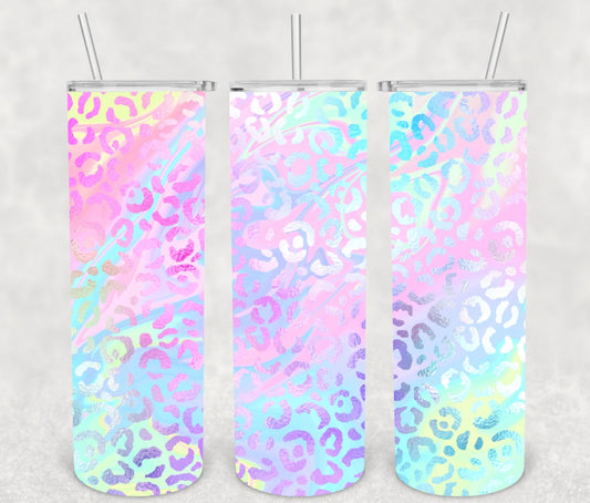 Light multi colored leopard Sublimation Tumbler Transfer