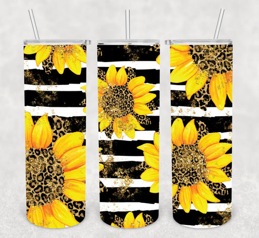 Sunflower leopard stripe Sublimation Tumbler Transfer