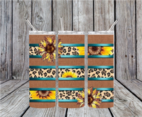 Sunflower Teal Ribbon Sublimation TRANSFER or FINISHED Tumblers