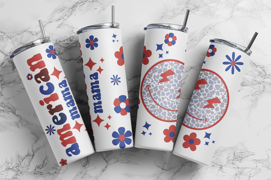 American Momma Smile TRANSFER or FINISHED Tumblers