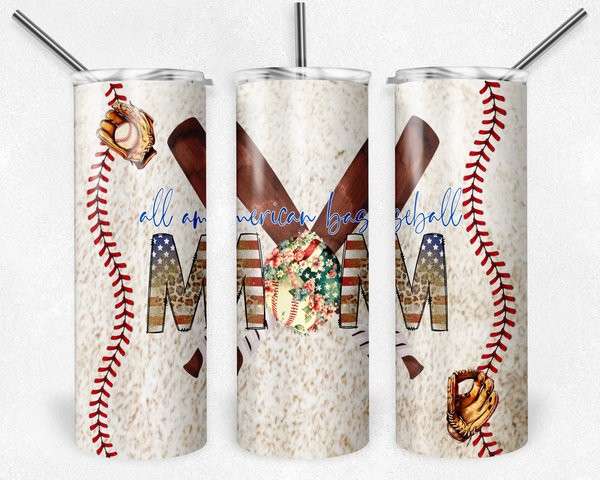 All American Baseball Mom Tumbler Transfer or Finished Cup