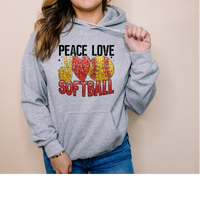 Peace Love Softball Bling DTF Transfer