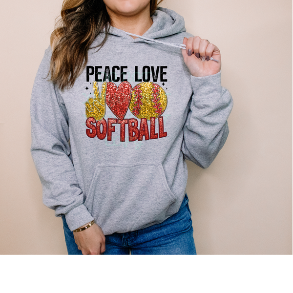 Peace Love Softball Bling DTF Transfer
