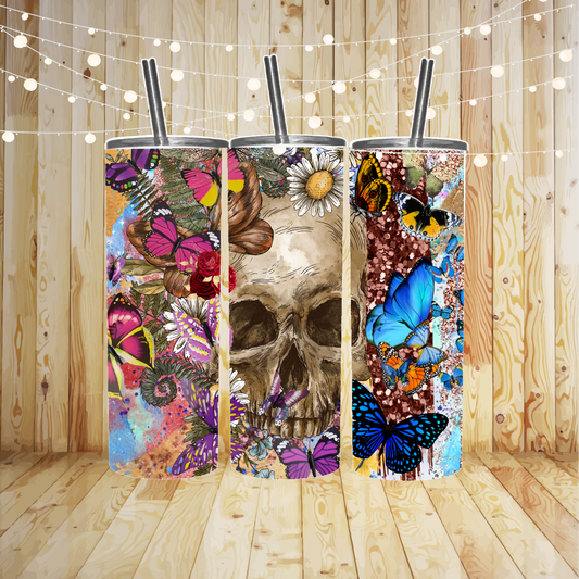 Skull Butterfly Tumbler Transfer