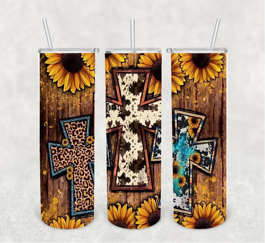 Sunflower Cross Sublimation Tumbler Transfer