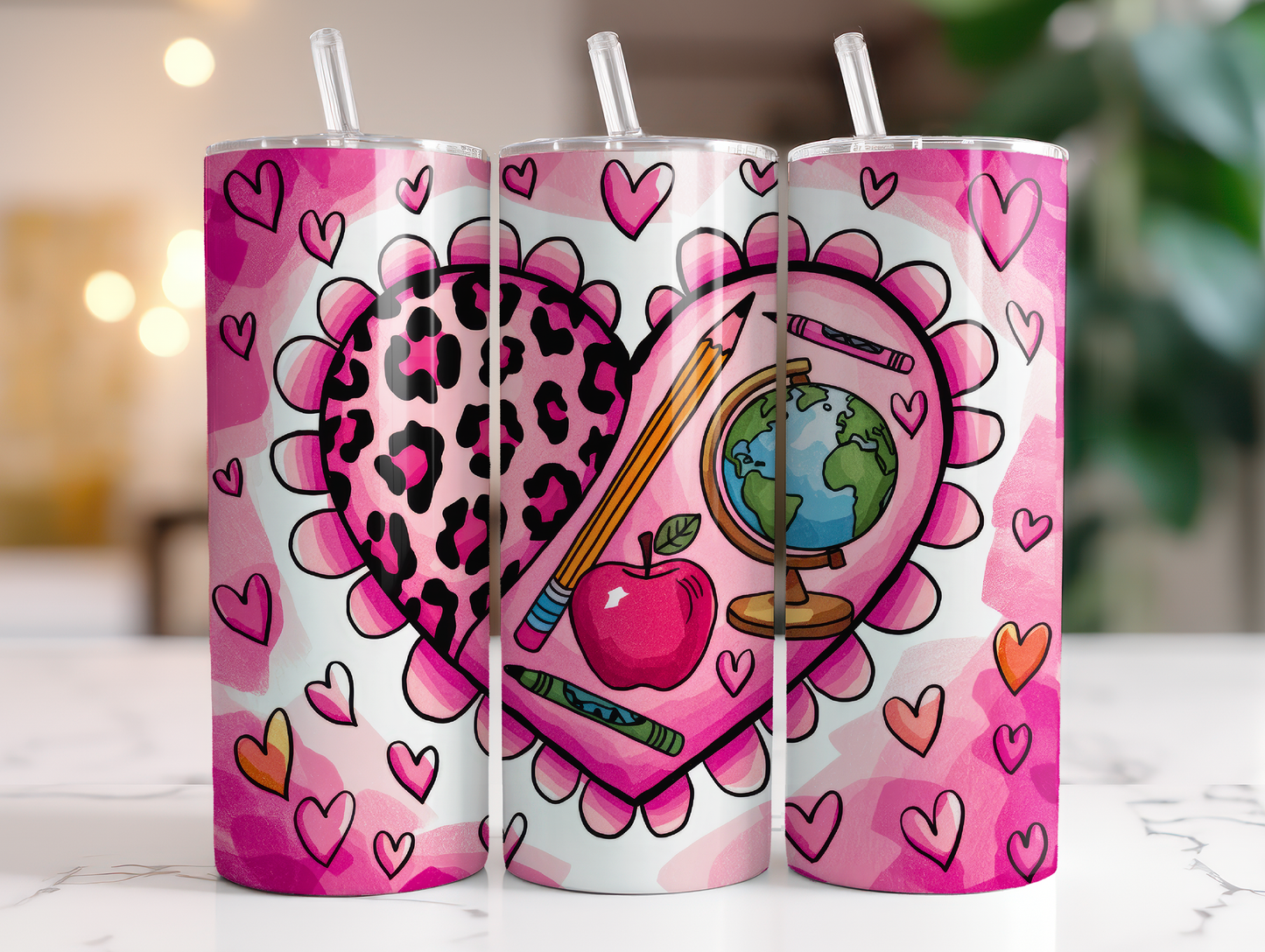 Valentine Teacher Heart Sublimation Transfer or Finished Tumbler