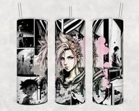 Grey and Pink Anime Sublimation Transfer or Finished Tumbler