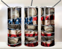 American Baseball Barbwire Sublimation TRANSFER OR FINISHED TUMBLER