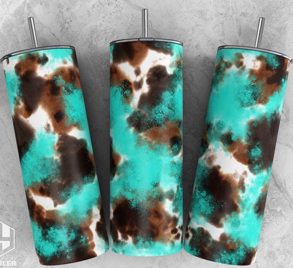 Cowhide Turquoise Sublimation Transfer or Finished Tumbler