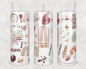 Know your Worth Affirmations  Sublimation Tumbler Transfer