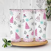 Pink and Teal Christmas Trees  Sublimation Tumbler Transfer
