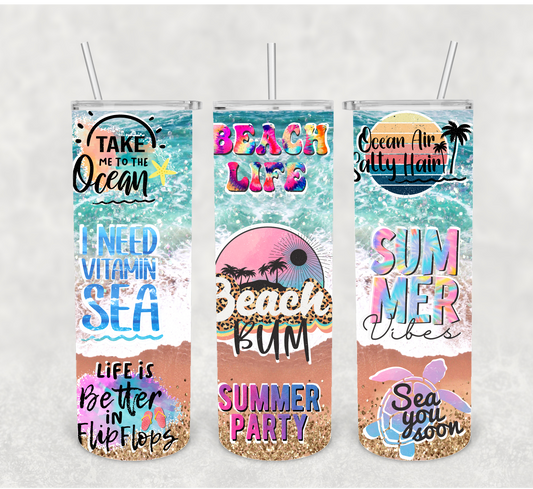 Beach Bum Sublimation Transfer or Finished Tumbler