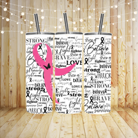 Breast Cancer Ribbon Sublimation Transfer or Finished Tumbler