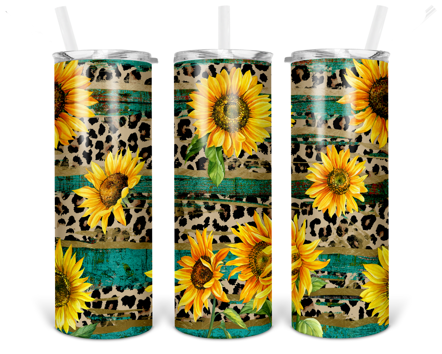 Rustic Wood Sunflowers Sublimation Tumbler Transfer