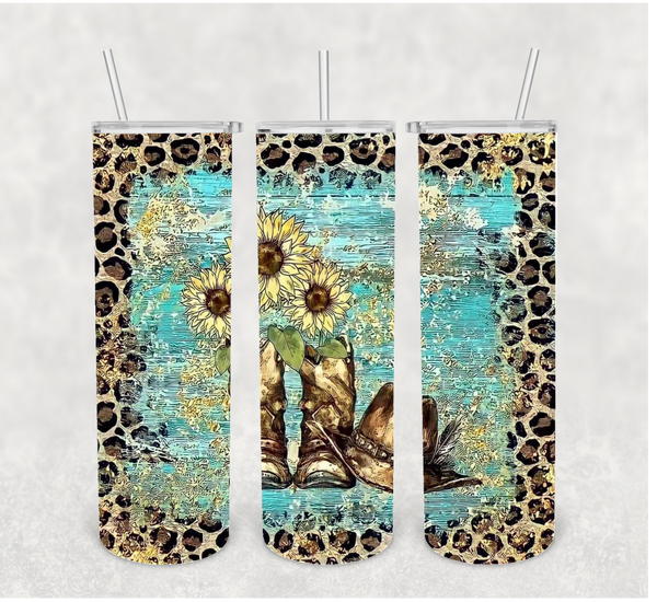 Sunflower Boots Sublimation Tumbler Transfer