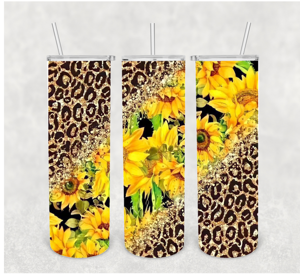 Leopard Sunflower Sublimation Tumbler Transfer