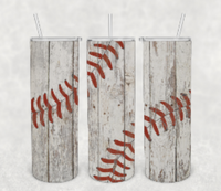 Baseball Wood Sublimation TRANSFER OR FINISHED TUMBLER